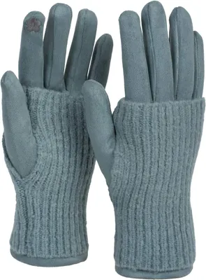 Produktbild von styleBREAKER Damen 3-in-1 Touchscreen Stoff Handschuhe Stulpe, Hellblau