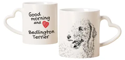 Obrázok produktu pre Bedlington teriér, Rothbury teriér – šálka so psíkom, rozkošná šálka s uškom v tvare srdca, univerzálny darček značky Art-Dog