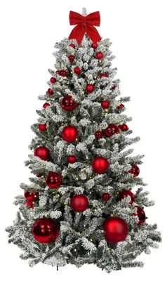 Immagine prodotto di Albero di Natale artificiale decorato con 85 ornamenti NATALE ROSSO 270 cm con supporto e ornamenti natalizi