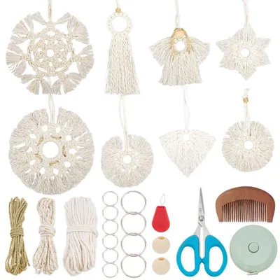 Makramee Weihnachtsornamente Set – 8 DIY Schneeflocken