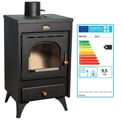 Image de Poêle à bois Prity K1 R - 9,5 kW, compact, noir graphite, classe énergétique A