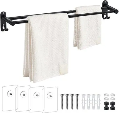 Immagine prodotto di Portasciugamani nero, acciaio inossidabile, 40-70 cm, montaggio a parete