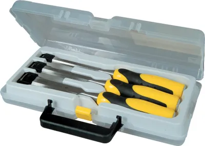 Produktbild von Stanley DynaGrip Stechbeitel Set 3-Teilig, Meißel-Set, Querschneide, Stahl, Schwarz, Gelb, Ergonomisch, 12, 18, 25 mm