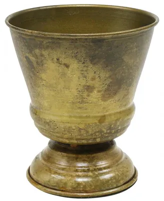 Produktbild von Vintage Übertopf Metall Pokalvase Messing Antik Ø11,5cm H13,5cm Deko Blumentopf