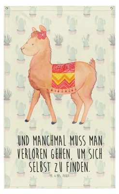 Produktbild von Mr. & Mrs. Panda Wandbild Alpaka Stolz - Kaktus Grün - Geschenk, Wandschmuck, Tapestry, Lama, Wandtuch, Wandteppich, Hängedeko