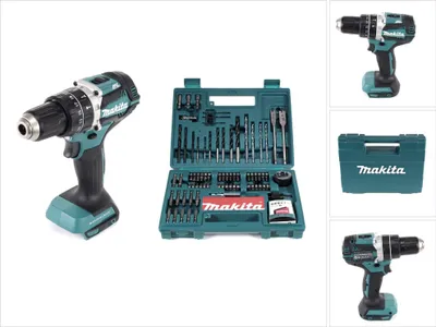 Obrázek produktu pro Makita DHP 484 Z 18V bezkartáčová Li-Ion akumulátorová příklepová vrtačka Solo + sada vrtáků a bitů Makita B-53811 100 kusů