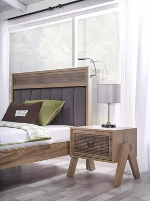 Produktbild von Jugendbett Schlafzimmermöbel Holzbett Komplette Bett Braun Set 5tlg