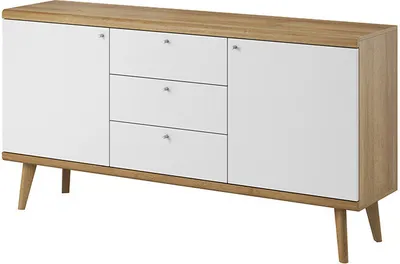 Produktbild von Kommode mit Regalen und Schubladen PAVLIS – Riviera-Eiche / Weiß