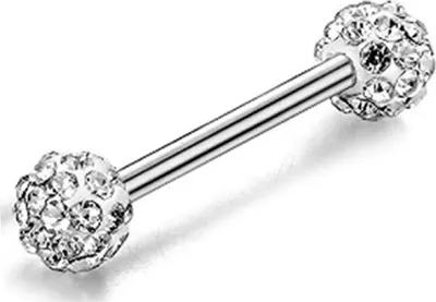 Produktbild von 1/4 Stücke Strass Runde Kugel Zunge Nase Stud Nippel Lip Piercing Frauen Schmuck-Weiß