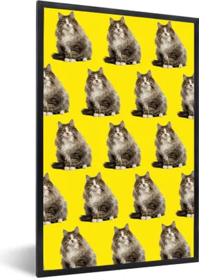Produktbild von MuchoWow® MuchoWow® Gerahmtes Poster Haustiere - Gelb - Muster 60x90 cm - Poster mit zchwarzem Bilderrahmen - Kunst