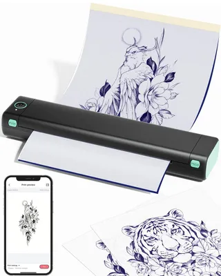 Produktbild von Phomemo M08F Tattoo Drucker Tattoo Stencil Drucker Schablonendrucker 10pcs A4 Transferpapier mit Phone Tablet PC