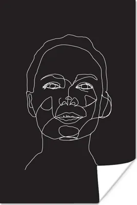 Produktbild von MuchoWow® Poster Strichzeichnung - Gesicht - Frau 120x180 cm - Kunstposter