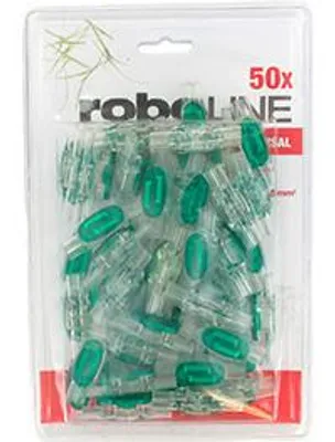 Produktbild von Blister mit 50 selbstabisolierenden Kabelverbindern mit 2 Inline-Verbindungen für die Installationsleitung des Rasenmähroboters. Gel