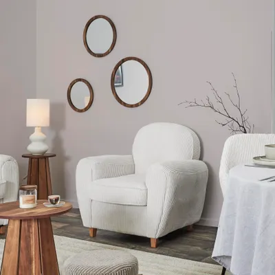 Image de Fauteuil - HOME DECO FACTORY - Scott - Côtelé - Beige