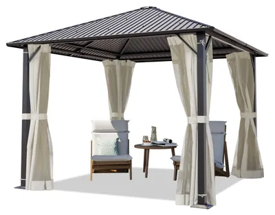 Produktbild von TOOLPORT Gartenpavillon 3x3 m Stahl-Dach mit Moskitonetzen und Seitenteilen in cream