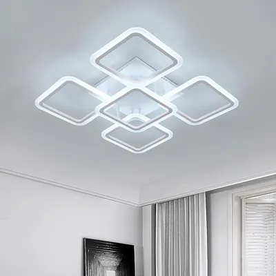 Zdjęcie produktu dla Lampa sufitowa LED, 70W, 7000lm, kwadratowa | Biała lampa sufitowa LED, nowoczesna, idealna do sypialni i salonu, barwa światła 6500K