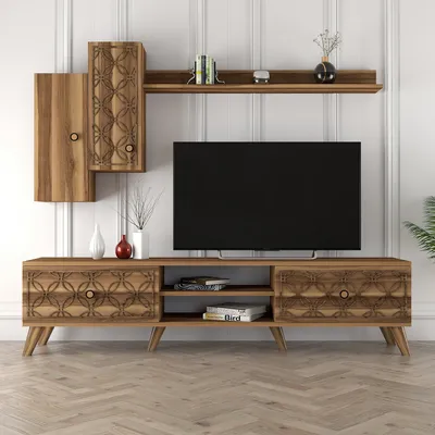 Immagine prodotto di Skye Decor, Classe S - Noce, Mobile TV, Noce, 100% PANNELLI DI PARTICELLE RIVESTITI IN MELAMMINA, 180 x 35 x 44 cm