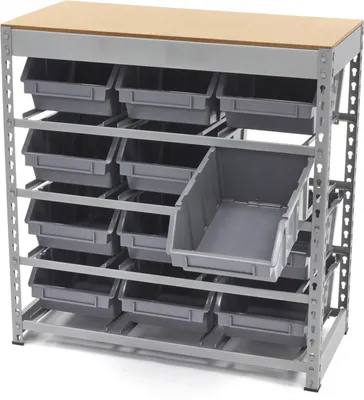 Immagine prodotto di Scatole impilabili set 4x scaffale a parete sistema di stoccaggio, scaffale con 12 contenitori