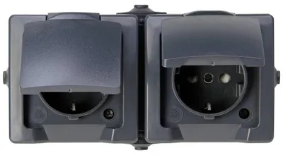 Immagine prodotto di Presa di corrente doppia con terra - Da superficie - IP44 - 16 A - Antracite