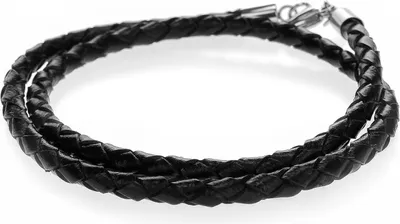 Produktbild von Lederarmband Lederhalskette geflochten schwarz Edelstahl 3mm 4mm 17-80 cm uni Autiga®  4 mm 45 cm