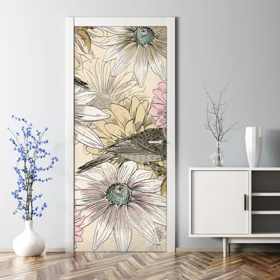 Produktbild von Dekorative Türaufkleber selbstklebend Klebefolie Aufkleber Handbemalte Vögel 70 x 200 cm