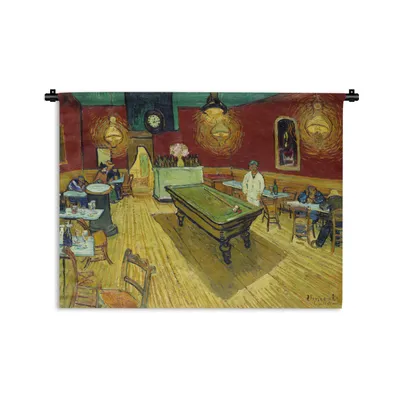 Produktbild von MuchoWow® Wandteppich Wandbehang Das Nachtcafé - Vincent van Gogh 90x67.5 cm Tapisserie Dekoration Wandtuch - Fototeppich - Wand-Skulpturen
