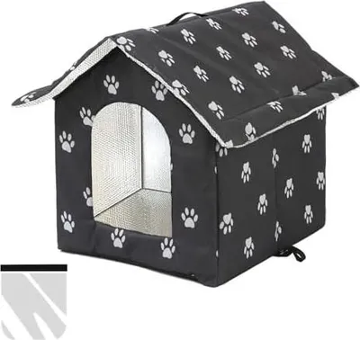 Produktbild von Katzenhaus Outdoor Winterfest, Katzenhöhle für Draußen, Katzenhaus Für Draußen Wasserdicht, Kombiniert isolierte Aluminiumfolie Mit abnehmbarem Transparentem Vorhang (L, Black)