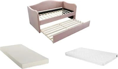 Produktbild von Ausziehbare Liege 2 x 90 x 190 cm - Velours - Rosa + Matratze - MATHILDE
