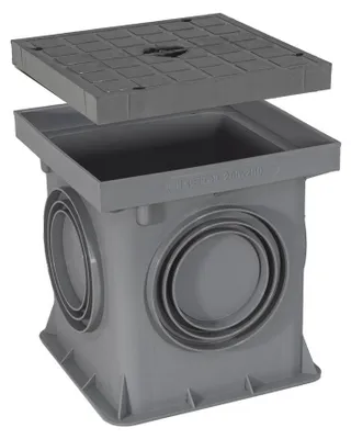 Produktbild von Marley Einlaufschacht ohne Boden 200x200mm mit Schachtdeckel Hofablauf Revisionsschacht