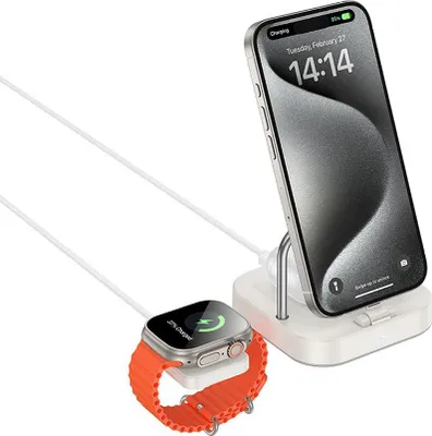 Zdjęcie produktu dla HOCO ładowarka indukcyjna 3w1 kompatybilna z Apple Watch 3A 5W CQ16A biała