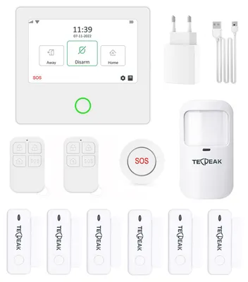Obrázok produktu pre Bezdrôtový domáci alarm – s GSM a Wi-Fi – vrátane senzorov a sirény – jednoduchá inštalácia – určené pre domácnosti