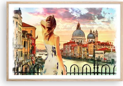 Produktbild von Gerahmtes Poster - Rahmen in heller Eiche - Venedig Brücke Wasser - 91,5x61 cm - Wand Bild - Wanddeko - Wandbilder - Wandposter - Bilderrahmen - Bilder - Kunstdruck - Wandbild - P2NAA91x61-3495