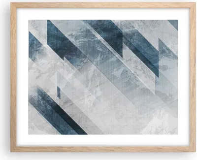 Produktbild von Gerahmtes Poster - Rahmen in heller Eiche - Blau Weiß Figuren - 50x40 cm - Wand Bild - Wanddeko - Wandbilder - Kunstposter - Wandposter - Bilderrahmen - Bilder - Kunstdruck - P2NAA50x40-5082