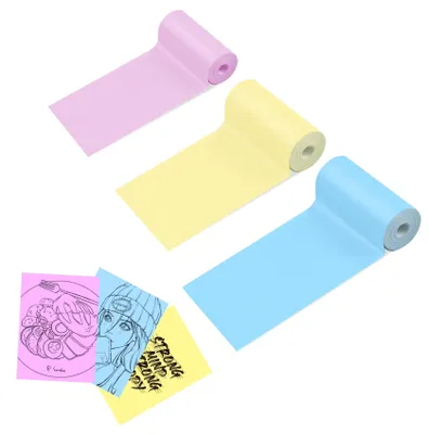 Immagine prodotto di Carta termica colorata, stampante, carta, etichettatrice, autoadesiva, 3 rotoli