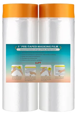 Productafbeelding van Plakband en Afdekkende Folie 150 cm x 20 m, 2 Rollen, Oranje, voor Meubel Schilderen