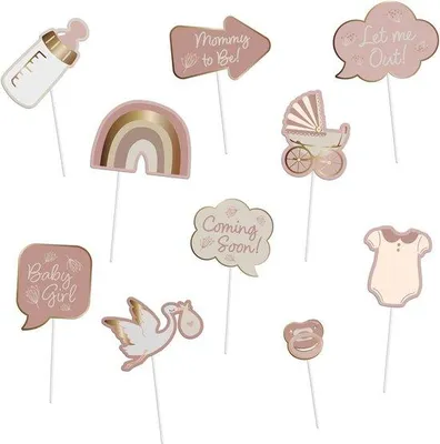 Productafbeelding van Fotobooth Decoraties voor Babyshower Meisje - 10 Stuks