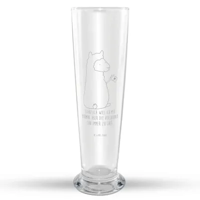 Produktbild von Mr. & Mrs. Panda Bierglas Alpaka Fahne - Transparent - Geschenk, Mr Mrs Weizenglas, Liebe, Weizenbier Glas, Alpakas, Weißbierglas, Lama, Bier, Weizen, Lamas
