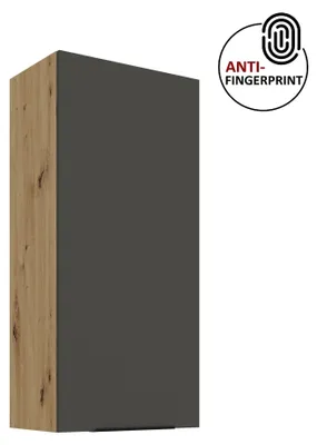 Produktbild von Küchen Hängeschrank 50 cm - Höhe 90 cm ARIA Graphite ultra matt + Eiche Artisan matt, hochwertige Fronten mit Anti Fingerprint Beschichtung Küchenzeile Küchenblock