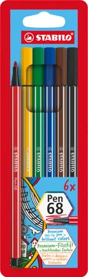Produktbild von STABILO Premium-Filzstift - Pen 68 - 6er Pack - mit 6 verschiedenen Farben