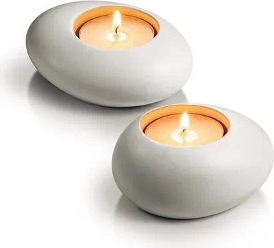 Obrázok produktu pre Tescoma držiak na čajovú sviečku FANCY HOME Stones 2 ks, biely