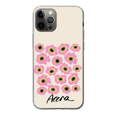 Produktbild von MuchoWow® Handyhülle Schutzhülle Hülle für iPhone 12 Pro Blumen - Rosa - Ghana Silikon Softcase Handy Hülle - Abdeckung