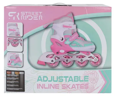 Produktbild von Inline Skates rosa grün verstellbar Größe 33-36 Kinderskates