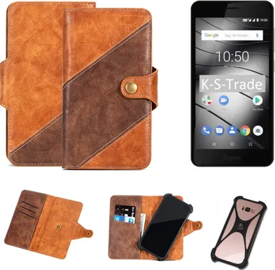 Produktbild von K-S-Trade Handy-Hülle Schutz-Hülle Bookstyle Case Wallet-Case kompatibel mit Gigaset GS180 Handy Cover Bumper Kantenschutz Smartphone dunkelbraun