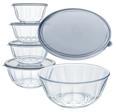 Image de Bols en verre résistants à la chaleur - Set de 5 - Verre borosilicaté - Empilables