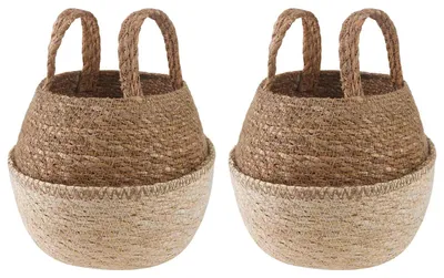 Zdjęcie produktu dla Doniczka z uchwytami 2 pcs Biały Ø 22 x 20 cm 100% Trawa morska