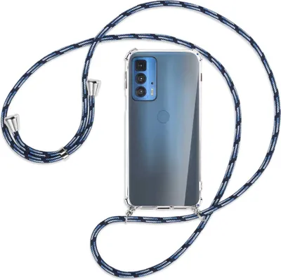 Produktbild von Handykette Backcover-Schutzhülle mit Band (Metall silberfarben) für Motorola Edge 20 Pro - Blautöne