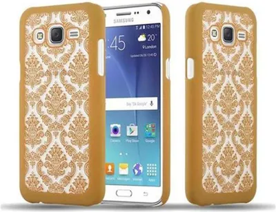 Produktbild von Cadorabo Hülle für Samsung Galaxy J5 2015 Schutz Hülle in Gold Hard Case Schutzhülle Blumen Etui Handyhülle