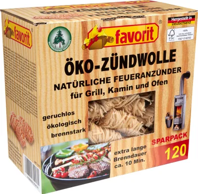 Produktbild von Favorit Feueranzünder (Holzwolle & Wachs), 120 Stück ° äkologische Anzünder 1217