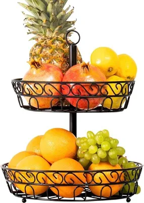 Obrázok produktu pre Fruitetagère 30 cm - dekoratívna miska na ovocie - čierna - kovová polička