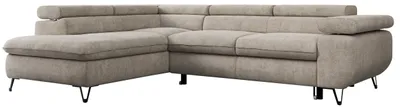 Produktbild von Ecksofa Sofa Beige, Wohnlandschaft L-Form mit Schlaffunktion und Bettkasten, Schlafsofa mit Bettkasten, Sofa mit Einstellbare Kopfstützen, Peter L - Beige Struktur - Links Beige